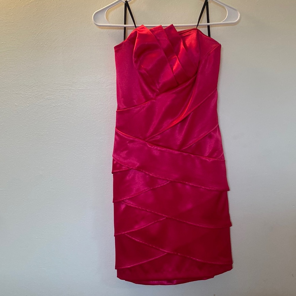 Hot pink strapless homecoming dress